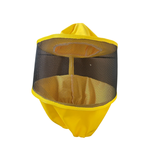Round hat mask with elastic around the n eck - yellow